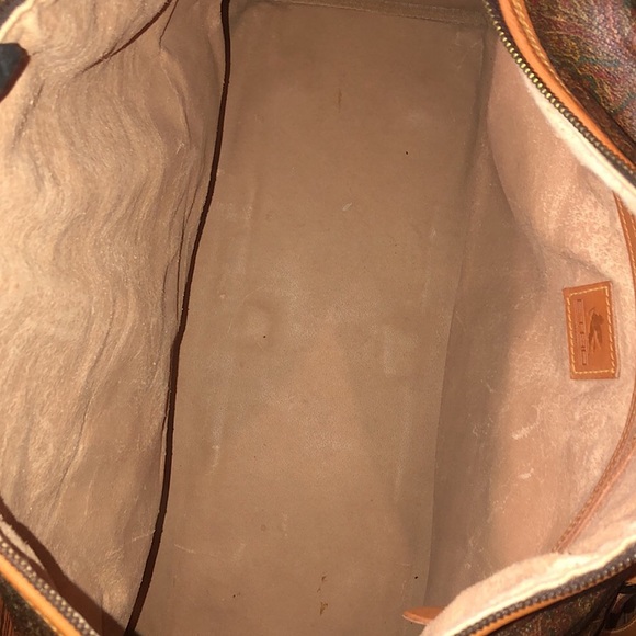 METRO MILANO Paisley Coated Canvas Vachetta Leather Boston Weekend Shoulder Bag - Picture 10 of 17